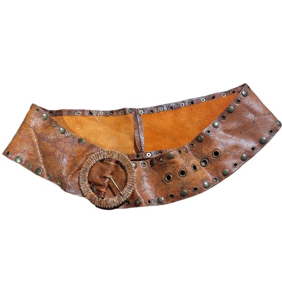 vintage USA made LEATHERROCK tooled leather 43 western  belt - Picture 1 of 8